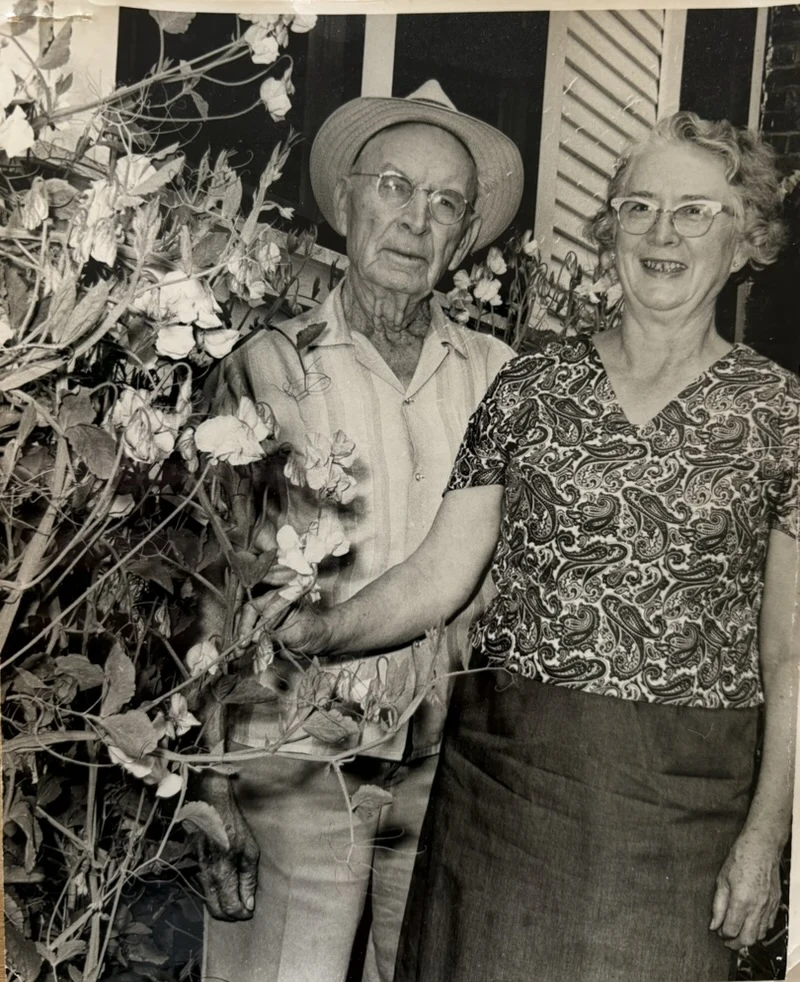 A couple pictured together in a historic photograph from the Bentley family archive